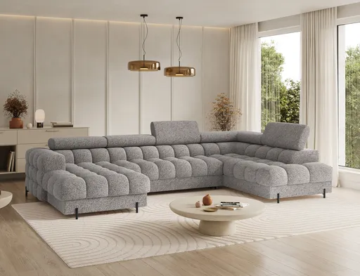 Coltar extensibil dreapta 3 locuri ELTAP, RT-20PEL, Feraria, 358x202x93 cm, lemn/poliester, gri