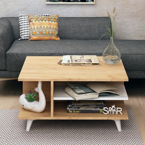 Masuta de cafea, Hanah Home, Skull, 80x40x80 cm, Stejar / Alb