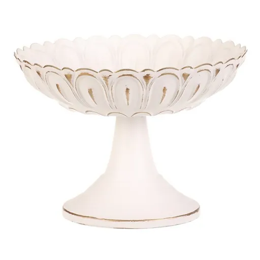 Sculptural metal bowl on stand 15 cm, white