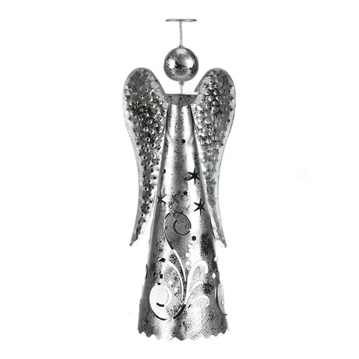 Decorație metalică de Crăciun Înger pentrulumânare de ceai, argintiu