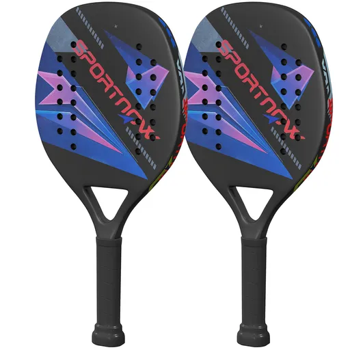 Set rachete de tenis de plajă SPORTNOW, mâner antiderapant, fibră de carbon, Negru | Aosom Romania