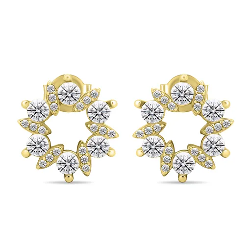 Brilio Silver Cercei fermecători placați cu aur cu pietre transparente de zircon EA593Y