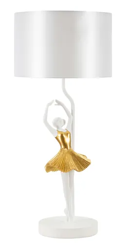 Lampa de masa Dancer, Mauro Ferretti, 1 x E27, 40W, 28x64 cm, polirasina/fier, auriu/alb
