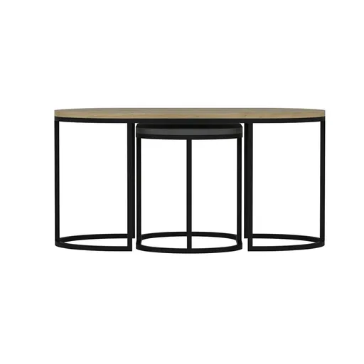 Set masute 3 piese, Hanah Home, Dena, Stejar / Antracit