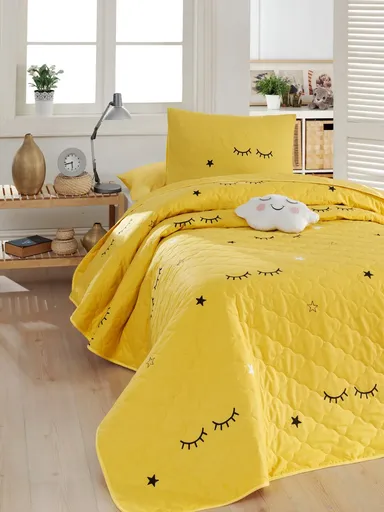 Set cuvertura Single 160x220 cm, 2 piese, L'essentiel Maison, Dide, Galben