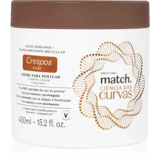 oBoticário Match. Science of Curves cremă hidratantă pentru par ondulat si cret 450 ml