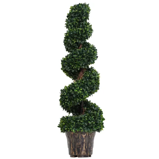 Outsunny Plantă Artificială Decorativă Buxus în Spirală cu Ghiveci Inclus, Ф32x120 cm, Verde | Aosom Romania