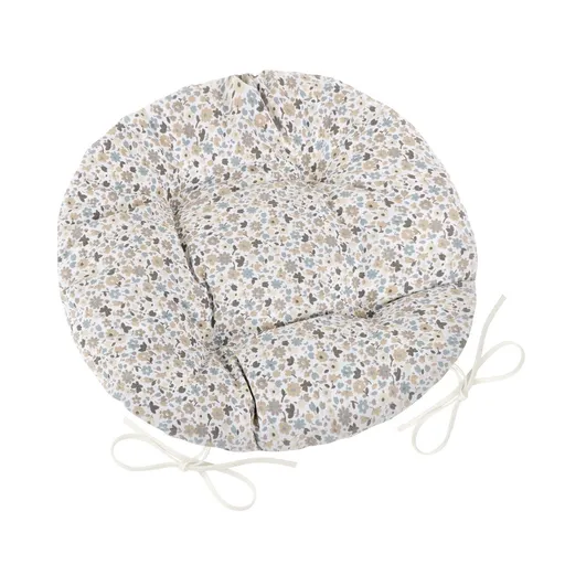 Perna de scaun Bellatex EMA rotundă matlasată Floare bej-albastru, 40 cm