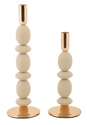 Set 2 suporturi de lumanare Shuttle, Mauro Ferretti, 10x25 cm, 10x33.5 cm, fier, crem/auriu