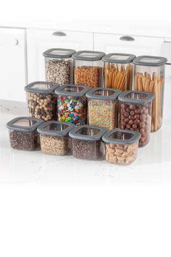 Set recipiente depozitare, Hermia, 964FRM1110, Size: 10 x 10 x 16,5 cm / 1200 ml (4 Pieces), Antracit