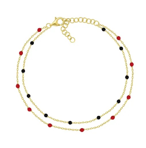 Brilio Silver Brățară dublă placată cu aur cu mărgele BRC230YBCR