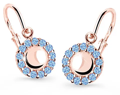 Cutie Jewellery Cercei pentru copii din aur roz C2750-10-X-4 albastră deschisă