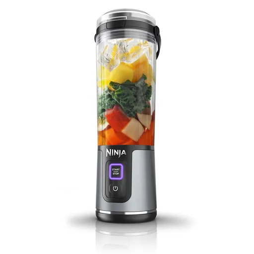 Blender portabil Ninja Blast BC151EUBK, 7.4W, 530 ml, 6 lame otel, Zdrobire gheata, Pana la 10 cicluri, Fara BPA, USB-C, Negru