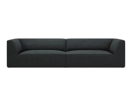 Canapea 4 locuri, Ruby, Micadoni Home, BL, 302x93x69 cm, velur, negru