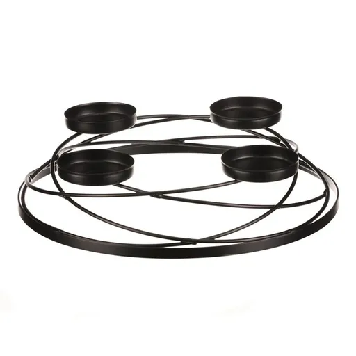 Sfeșnic metalic de Advent, negru, diametru 35 cm