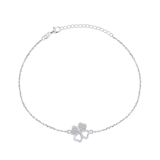 Brilio Silver Brățară din argint Trifoi cu patru foi cu zirconi BRC69W
