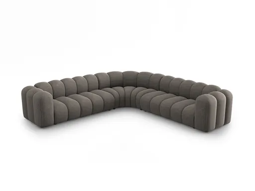 Coltar simetric modular 5 locuri, Lupine-140, Micadoni Home, 309x309x70 cm, tesatura chenille din poliester, gri