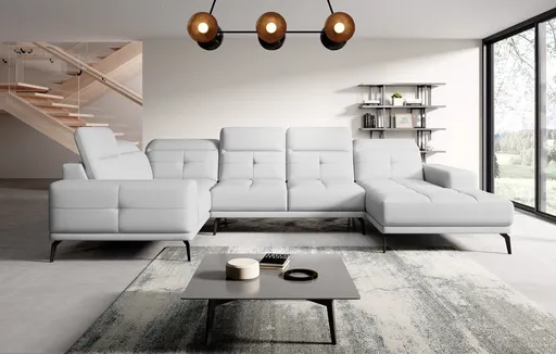 Coltar stanga 6 locuri ELTAP, LT-17SOF, Neviro, 350x201x77 cm, lemn/poliester, alb