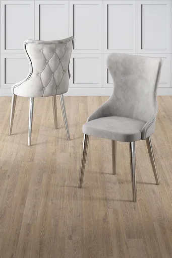 Set scaune 6 piese, Hanah Home, Alpa, Gri/Crom