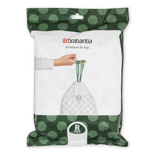 Saci de gunoi Brabantia PerfectFit Bo 1005589, dimensiune R, 36 L, 40 buc, Alb