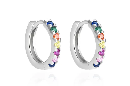 Agato Cercei rotunzi din argint cu zirconii colorate AGT-E192KC