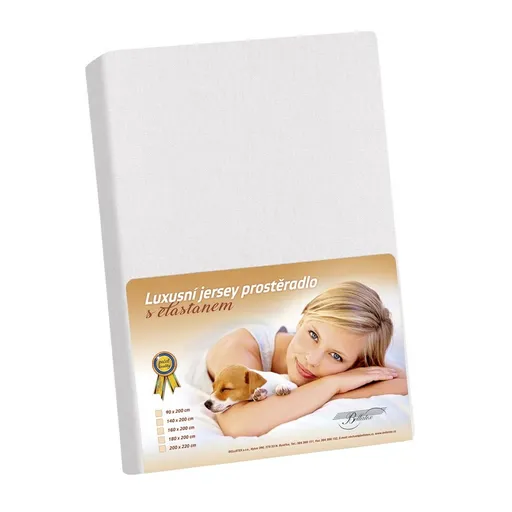 Cearceaf jersey cu elastan, alb, alb, 180 x 200 cm