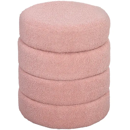 HOMCOM Scaun, rotund, fleece de teddy, până la 120 kg, Φ40x45 cm, Roz | Aosom Romania