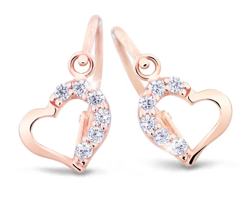 Cutie Jewellery Cercei delicați din aur roz pentru copii C2757-10-10-X-4 alb