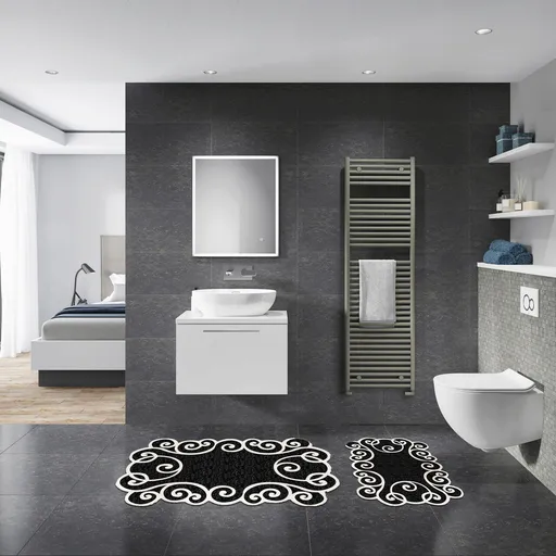 Set covorase de baie, L'essentiel Maison, 21010915Sy, Alb/Negru