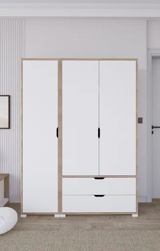 Dulap pentru haine, Hanah Home, Nisan 1600-019, 130x183x45 cm, Nuc deschis