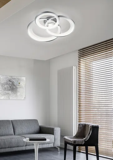 Plafoniera Granada, TRIO, 71.5x63.5x10.5 cm, 36W, 1x SMD, metal, argintiu/alb