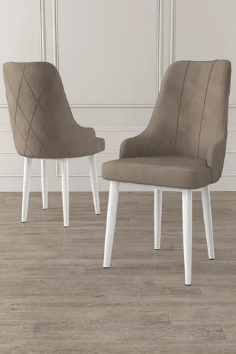 Set scaune 6 piese, Hanah Home, Trex, Cappuccino / Alb