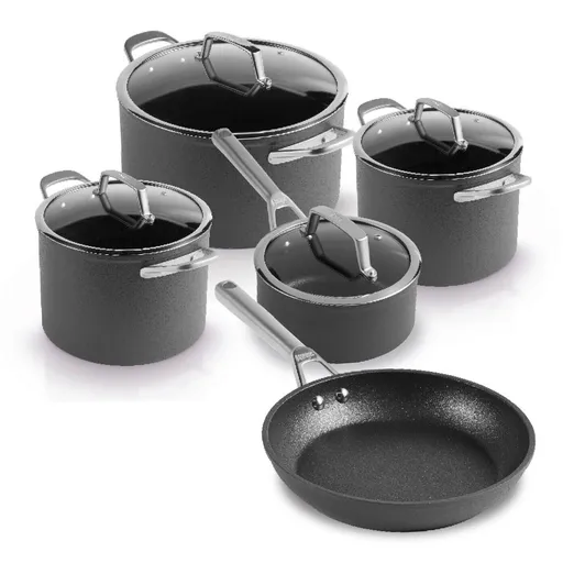 Set de vase Ninja Zerostick Premium C35005DE, 9 piese, tehnologie antiaderentă, până la 260 °C, inducție, negru