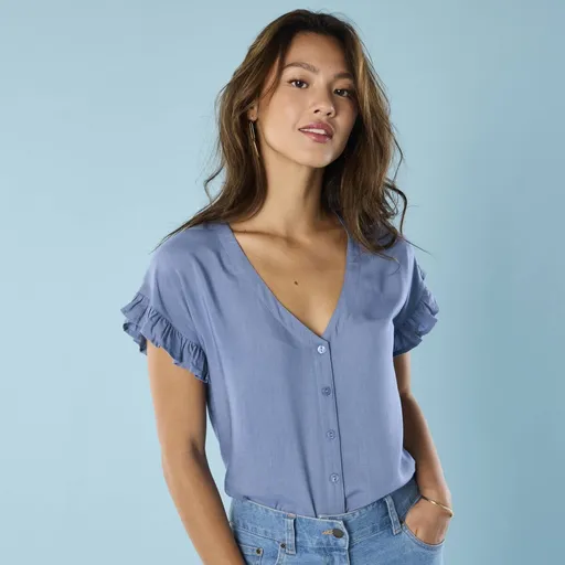 Bluză de culoare solidă, pentru siluetă mică