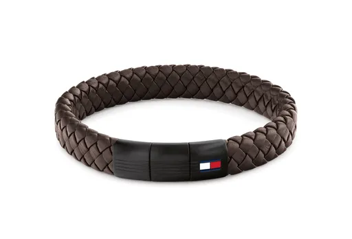 Tommy Hilfiger Brățară maro din piele cu închidere de oțel 2790661