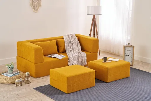 Canapea extensibila 2 locuri, Atelier del Sofa, 825BLC5403, Portocaliu
