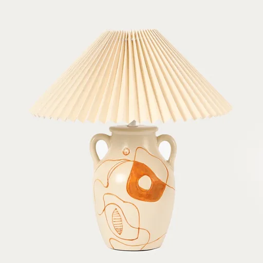 Lampa de masa Teto, Homla, 35.5x38 cm, 60W, 1x E27, ceramica/bumbac, bej