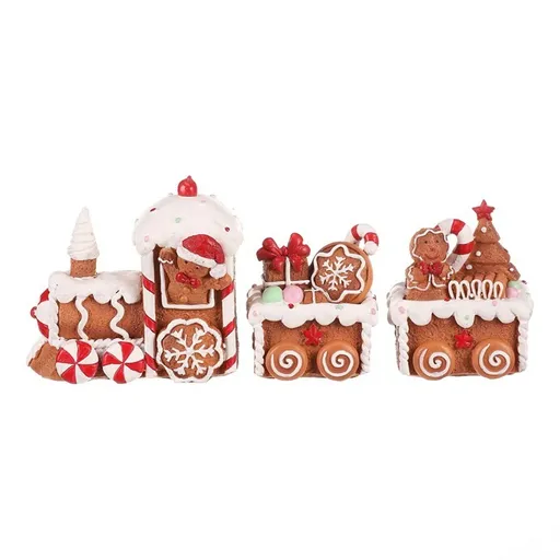 Decorațiuni de Crăciun Trenuleț din turtă dulce cudouă vagoane, poliresină