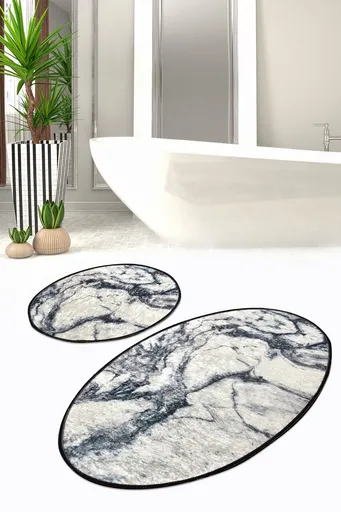 Set 2 covorase de baie Mermer, Chilai, 50x60 cm/60x100 cm, multicolor