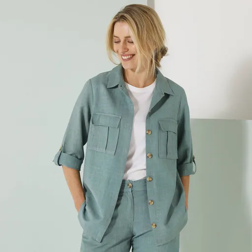 Cămașă cu mâneci 3/4, pânză de bumbac-lin