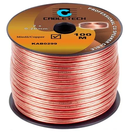 Cablu transparent pentru difuzor, cupru, 2 x 0.2 mm2, rola 100m KAB0299