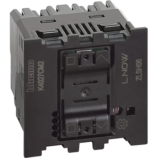 Intrerupator conectat pentru storuri electrice 2 module Bticino Living Now K4027CM2, alb, negru, nisip
