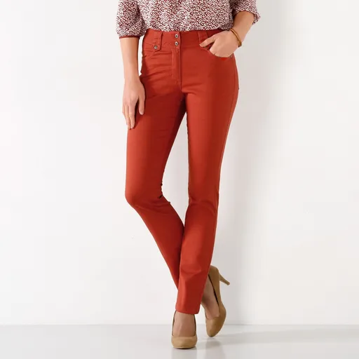 Pantaloni drepți cu talie înaltă, statură mică