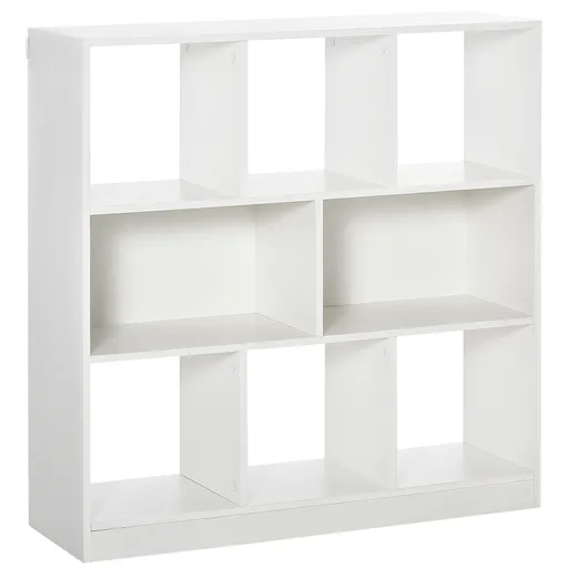 HOMCOM Bibliotecă Raft cu 8 Compartimente, Bibliotecă Modernă pentru Camera de Zi, Dormitor, Birou, 97.5x30x100 cm, Alb | Aosom Romania
