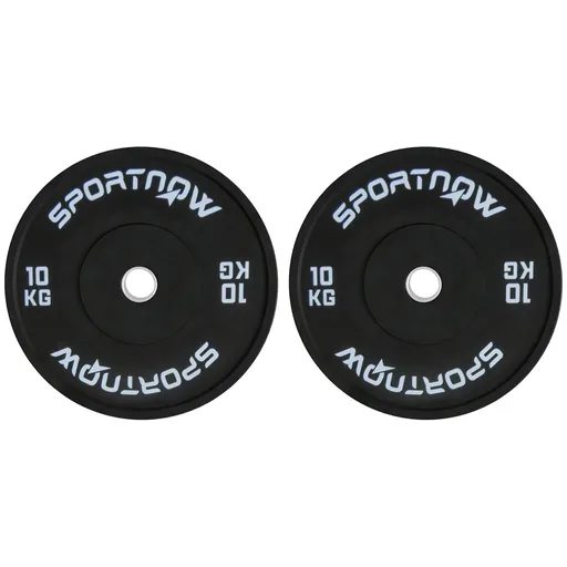 SPORTNOW Set 2 Placi Greutati Olimpice 10 kg Cauciuc pentru Haltere Orificiu 5 cm Acasa Sala | Aosom Romania