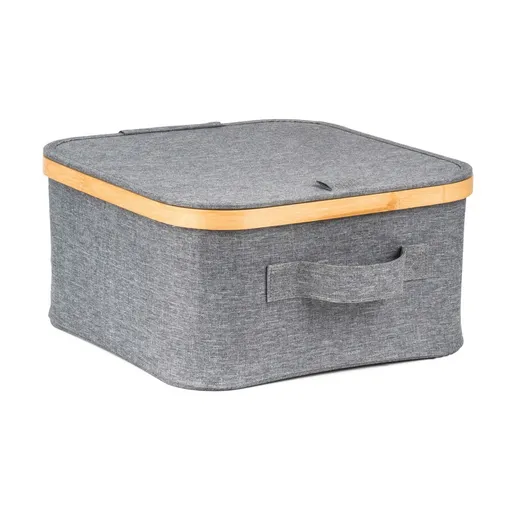 Cutie de depozitare G21 30 x 30 x 15 cm, dinbambus cu capac, gri, gri