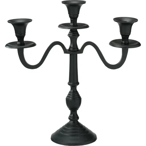 Sfeșnic metalic cu 3 brațe 29x10x30 cm, culoarenegru, decor 2