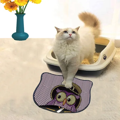 Covoras litiera pentru colectarea granulelor de nisip, Paws & Whiskers, Kdkafa0077, 50% PVC/50% poliester, Multicolor