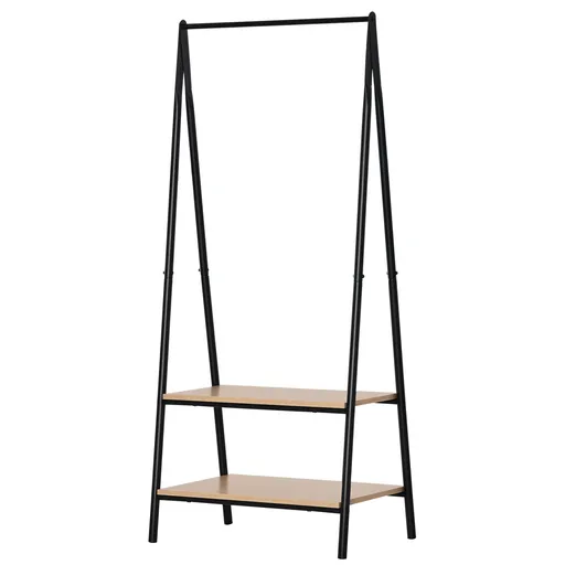 HOMCOM Suport pentru haine, suport pentru pantofi și accesorii de stil contemporan în formă triunghiulară dim. 64L x 43l x 149H cm 2 rafturi MDF lemn