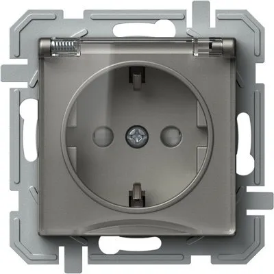 Logiq Priza SCHUKO cu capac borne automate 1P 16A Titan+Transparent, TEM Modul TEM-VQ13TTXO-U